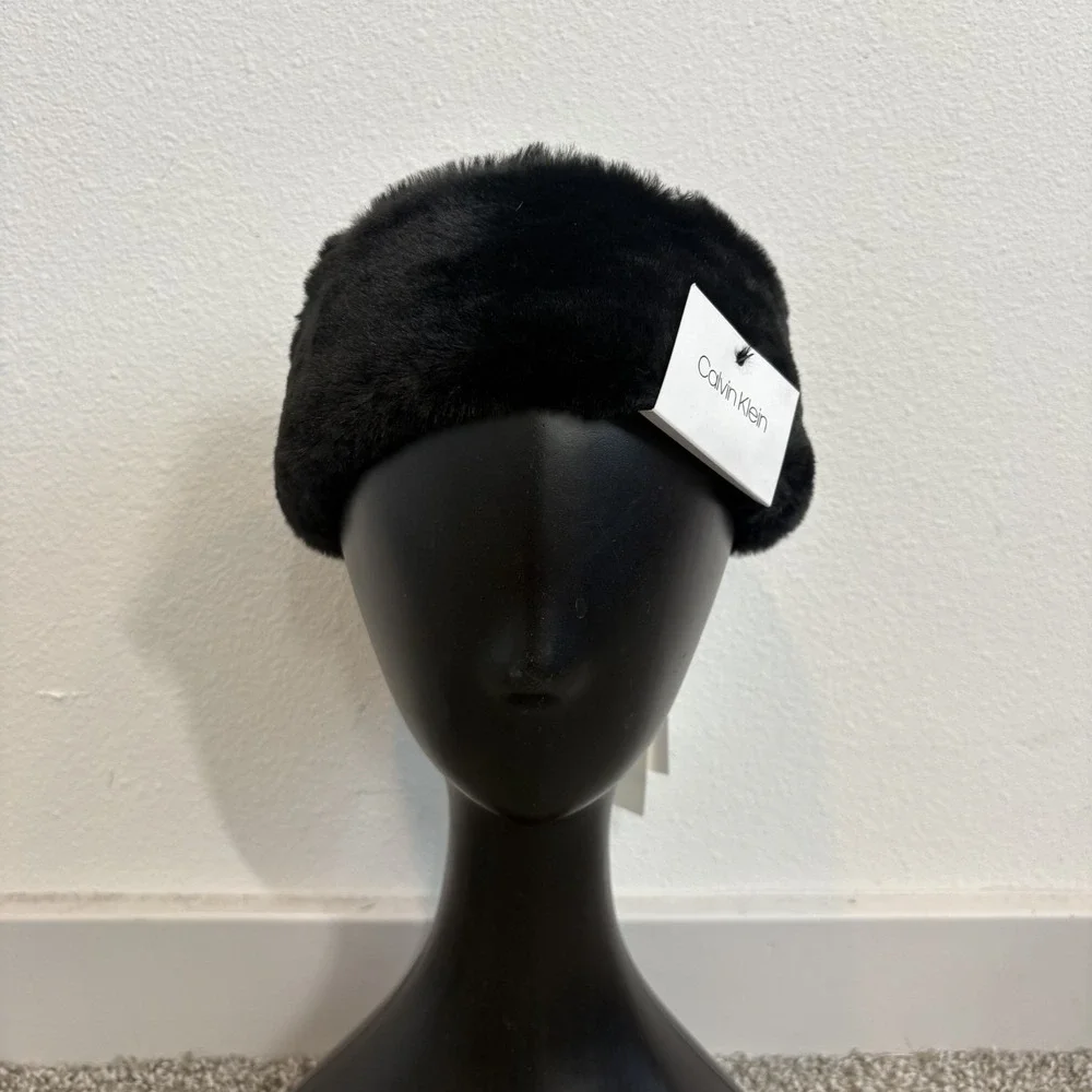 Calvin Klein Faux Fur Head Band‎ Womens Black One Size